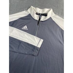 ADIDAS‎ Climalite Men's 1/4 Zip Long Sleeve Modern Varsity Pullover Gray Large